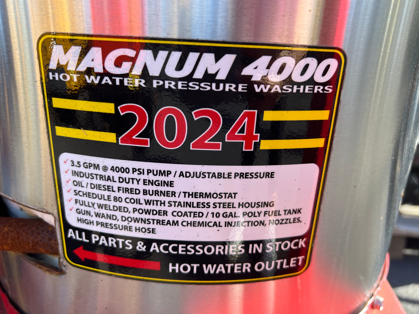 UNUSED 2024 MAGNUM 4000 SERIES GOLD HOT WATER PRESSURE WASHER,DIESEL GAS POWER, ELECTRIC START, 20070