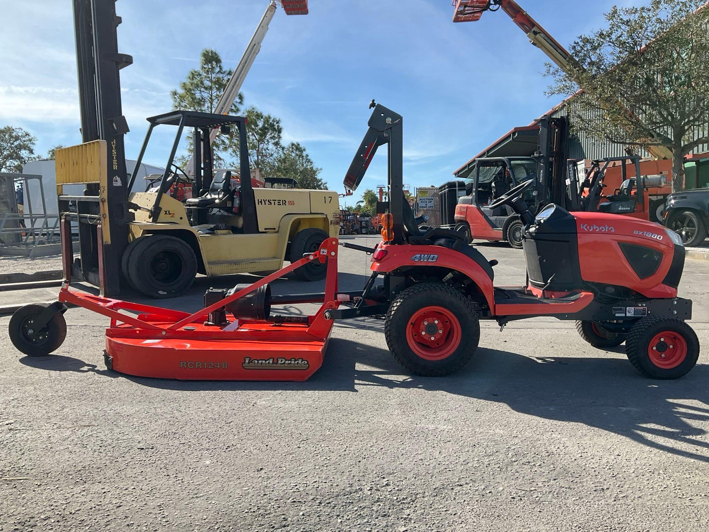 KUBOTA TRACTOR MODEL BX1880 WITH LAND PRIDE RCR1248 ROTARY CUTTER, DIESEL, DEMO 7.4 HRS SHOWING, RUN 22688